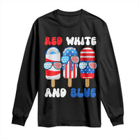 Red White Blue Popsicle 4th of July Long Sleeve Shirt Patriotic USA Flag - Wonder Print Shop