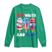 Red White Blue Popsicle 4th of July Long Sleeve Shirt Patriotic USA Flag - Wonder Print Shop