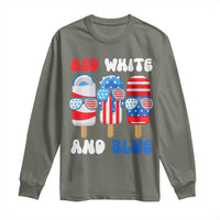 Red White Blue Popsicle 4th of July Long Sleeve Shirt Patriotic USA Flag - Wonder Print Shop