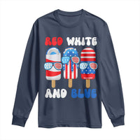 Red White Blue Popsicle 4th of July Long Sleeve Shirt Patriotic USA Flag - Wonder Print Shop