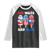 Red White Blue Popsicle 4th of July Raglan Shirt Patriotic USA Flag - Wonder Print Shop
