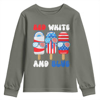 Red White Blue Popsicle 4th of July Youth Sweatshirt Patriotic USA Flag - Wonder Print Shop