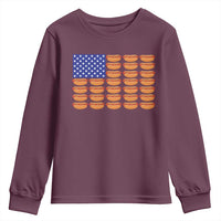Hot Dog American Flag Youth Sweatshirt Funny 4th Of July Patriotic Summer BBQ - Wonder Print Shop