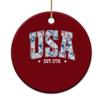 Floral USA Ceramic Ornament Est 1776 Patriotic American Girl 4th of July - Wonder Print Shop