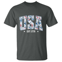 Floral USA T Shirt Est 1776 Patriotic American Girl 4th of July - Wonder Print Shop
