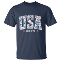 Floral USA T Shirt Est 1776 Patriotic American Girl 4th of July - Wonder Print Shop