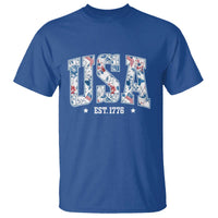 Floral USA T Shirt Est 1776 Patriotic American Girl 4th of July - Wonder Print Shop