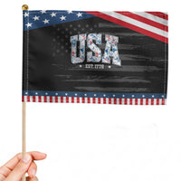 Floral USA Patriotic Handheld Flag Est 1776 American Girl 4th of July