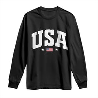 USA Long Sleeve Shirt American Flag Patriotic 4th of July - Wonder Print Shop