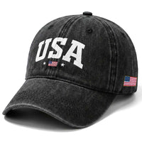 USA Washed Cotton Baseball Cap American Flag Patriotic 4th of July