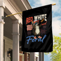 Funny Raccoon July 4th Garden Flag Red White and Feral Patriotic Trash Panda - Wonder Print Shop