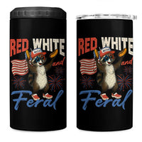 Funny Raccoon July 4th 4 in 1 Can Cooler Tumbler Red White and Feral Patriotic Trash Panda - Wonder Print Shop