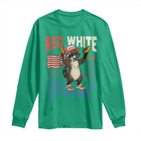 Funny Raccoon July 4th Long Sleeve Shirt Red White and Feral Patriotic Trash Panda - Wonder Print Shop