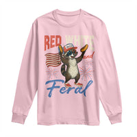 Funny Raccoon July 4th Long Sleeve Shirt Red White and Feral Patriotic Trash Panda - Wonder Print Shop