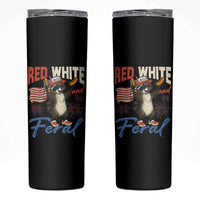Funny Raccoon July 4th Skinny Tumbler Red White and Feral Patriotic Trash Panda - Wonder Print Shop