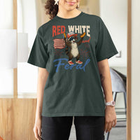 Funny Raccoon July 4th T Shirt For Women Red White and Feral Patriotic Trash Panda - Wonder Print Shop