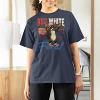 Funny Raccoon July 4th T Shirt For Women Red White and Feral Patriotic Trash Panda - Wonder Print Shop