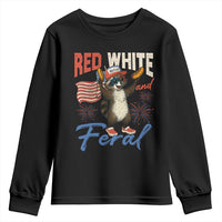 Funny Raccoon July 4th Youth Sweatshirt Red White and Feral Patriotic Trash Panda - Wonder Print Shop