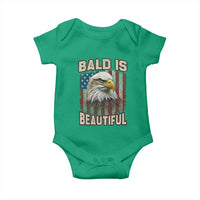 American Flag Bald Eagle Baby Onesie Bald Is Beautiful Retro 4th of July Independence Day - Wonder Print Shop