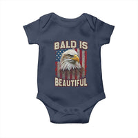 American Flag Bald Eagle Baby Onesie Bald Is Beautiful Retro 4th of July Independence Day - Wonder Print Shop