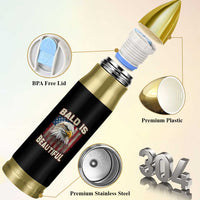 American Flag Bald Eagle Bullet Tumbler Bald Is Beautiful Retro 4th of July Independence Day - Wonder Print Shop