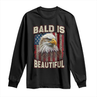 American Flag Bald Eagle Long Sleeve Shirt Bald Is Beautiful Retro 4th of July Independence Day - Wonder Print Shop