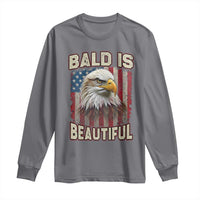 American Flag Bald Eagle Long Sleeve Shirt Bald Is Beautiful Retro 4th of July Independence Day - Wonder Print Shop