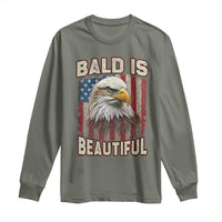 American Flag Bald Eagle Long Sleeve Shirt Bald Is Beautiful Retro 4th of July Independence Day - Wonder Print Shop