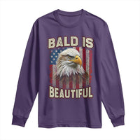 American Flag Bald Eagle Long Sleeve Shirt Bald Is Beautiful Retro 4th of July Independence Day - Wonder Print Shop