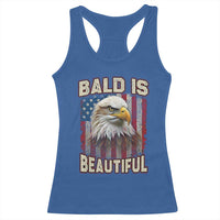 American Flag Bald Eagle Racerback Tank Top Bald Is Beautiful Retro 4th of July Independence Day - Wonder Print Shop
