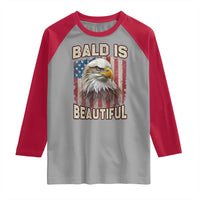 American Flag Bald Eagle Raglan Shirt Bald Is Beautiful Retro 4th of July Independence Day - Wonder Print Shop