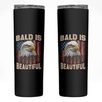 American Flag Bald Eagle Skinny Tumbler Bald Is Beautiful Retro 4th of July Independence Day - Wonder Print Shop