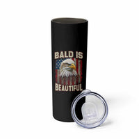 American Flag Bald Eagle Skinny Tumbler Bald Is Beautiful Retro 4th of July Independence Day - Wonder Print Shop