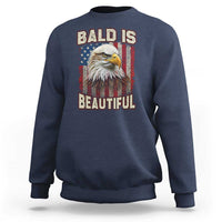 American Flag Bald Eagle Sweatshirt Bald Is Beautiful Retro 4th of July Independence Day - Wonder Print Shop