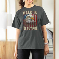 American Flag Bald Eagle T Shirt For Women Bald Is Beautiful Retro 4th of July Independence Day - Wonder Print Shop