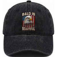 American Flag Bald Eagle Washed Cotton Baseball Cap Bald Is Beautiful Retro 4th of July Independence Day