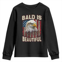 American Flag Bald Eagle Youth Sweatshirt Bald Is Beautiful Retro 4th of July Independence Day - Wonder Print Shop