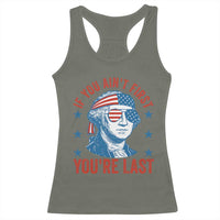 Funny 4th Of July Racerback Tank Top George Washington Stay Strapped Or Get Clapped - Wonder Print Shop