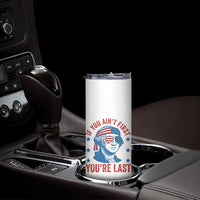 Funny 4th Of July Skinny Tumbler George Washington Stay Strapped Or Get Clapped - Wonder Print Shop
