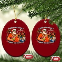 Funny Christmas in July Making Bad Decisions Ceramic Ornament Tropical Santa Hawaiian Summer Holiday Party