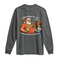 Funny Christmas in July Making Bad Decisions Long Sleeve Shirt Tropical Santa Hawaiian Summer Holiday Party