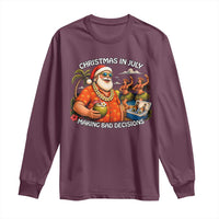 Funny Christmas in July Making Bad Decisions Long Sleeve Shirt Tropical Santa Hawaiian Summer Holiday Party