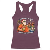 Funny Christmas in July Making Bad Decisions Racerback Tank Top Tropical Santa Hawaiian Summer Holiday Party