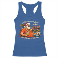 Funny Christmas in July Making Bad Decisions Racerback Tank Top Tropical Santa Hawaiian Summer Holiday Party
