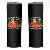 Funny Christmas in July Making Bad Decisions Skinny Tumbler Tropical Santa Hawaiian Summer Holiday Party