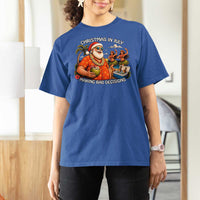 Funny Christmas in July Making Bad Decisions T Shirt For Women Tropical Santa Hawaiian Summer Holiday Party