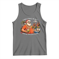 Funny Christmas in July Making Bad Decisions Tank Top Tropical Santa Hawaiian Summer Holiday Party