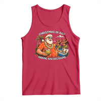 Funny Christmas in July Making Bad Decisions Tank Top Tropical Santa Hawaiian Summer Holiday Party