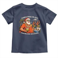 Funny Christmas in July Making Bad Decisions Toddler T Shirt Tropical Santa Hawaiian Summer Holiday Party