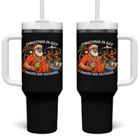 Funny Christmas in July Making Bad Decisions Tumbler With Handle Tropical Santa Hawaiian Summer Holiday Party
